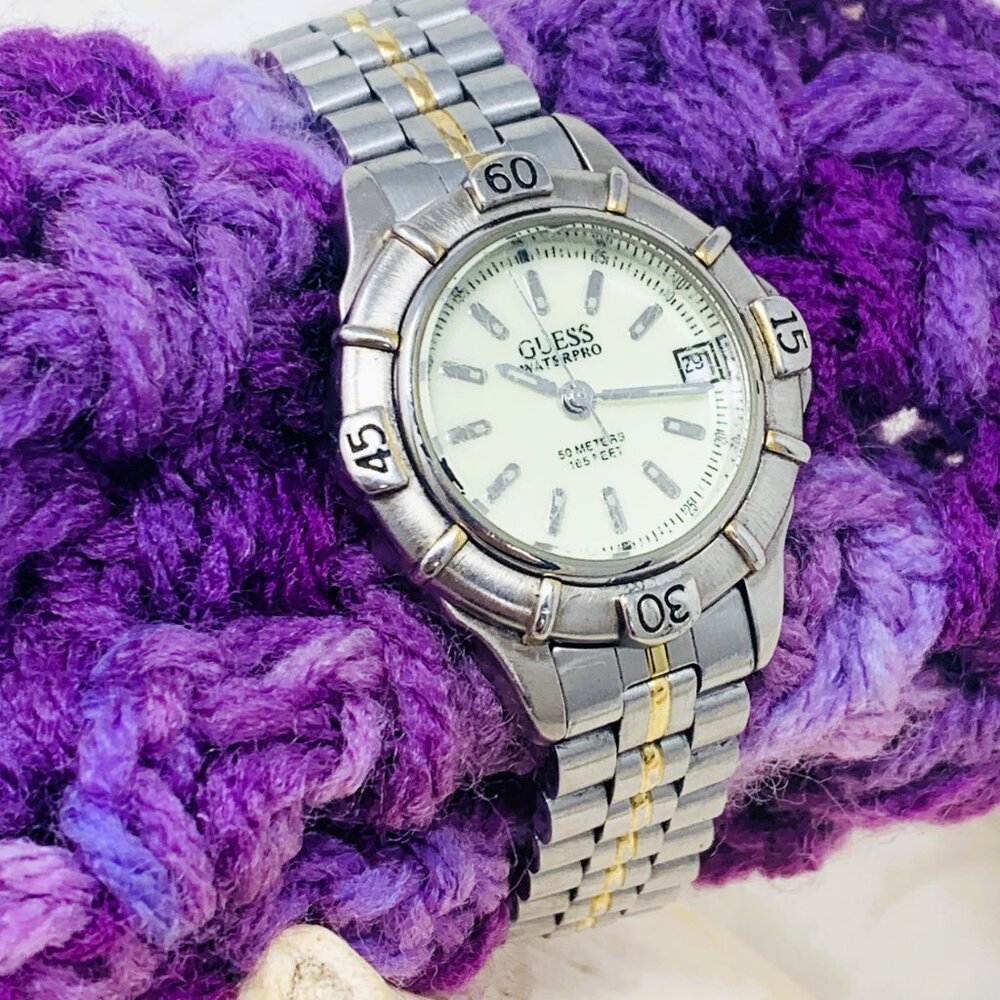 GUESS Vintage 1997 WaterPro Silver/Gold Tone Women's Bracelet Watch